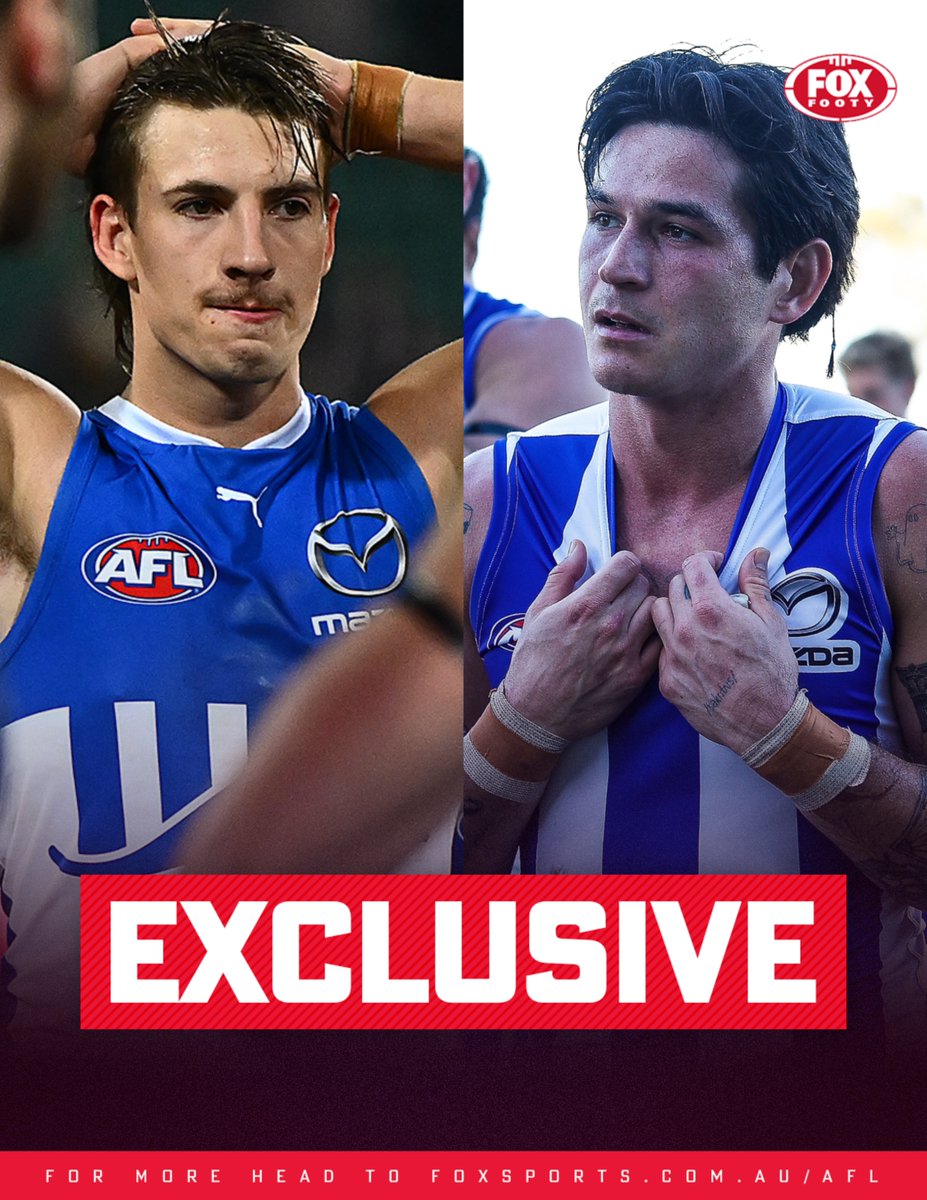 FOXFOOTY's tweet photo. BREAKING 🚨

A North Melbourne duo has been disciplined for a night out following their historic 124-point loss to Fremantle in Round 13, reports @CorbinMiddlemas on #MidweekTackle.

DETAILS ➡️ https://t.co/mfxfnpUAZz https://t.co/Foe0aIF4ea