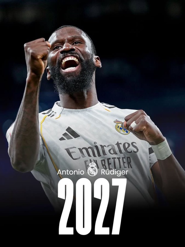 TacticsHUB's tweet photo. 🚨 Official: Real Madrid confirm new deal for Toni Rüdiger. ✅🔐

Agreement signed until June 2027. ⚪️
#RealMadrid #LaLiga https://t.co/1IGNGNMEDT