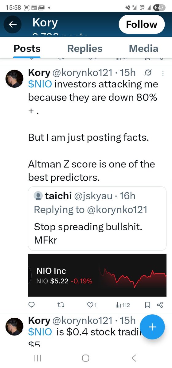 Razormangan's tweet photo. @korynko121 Hi here is Kory, he spends his hours posting about Nio incessantly- shorting troll https://t.co/sQwQDpqx0H