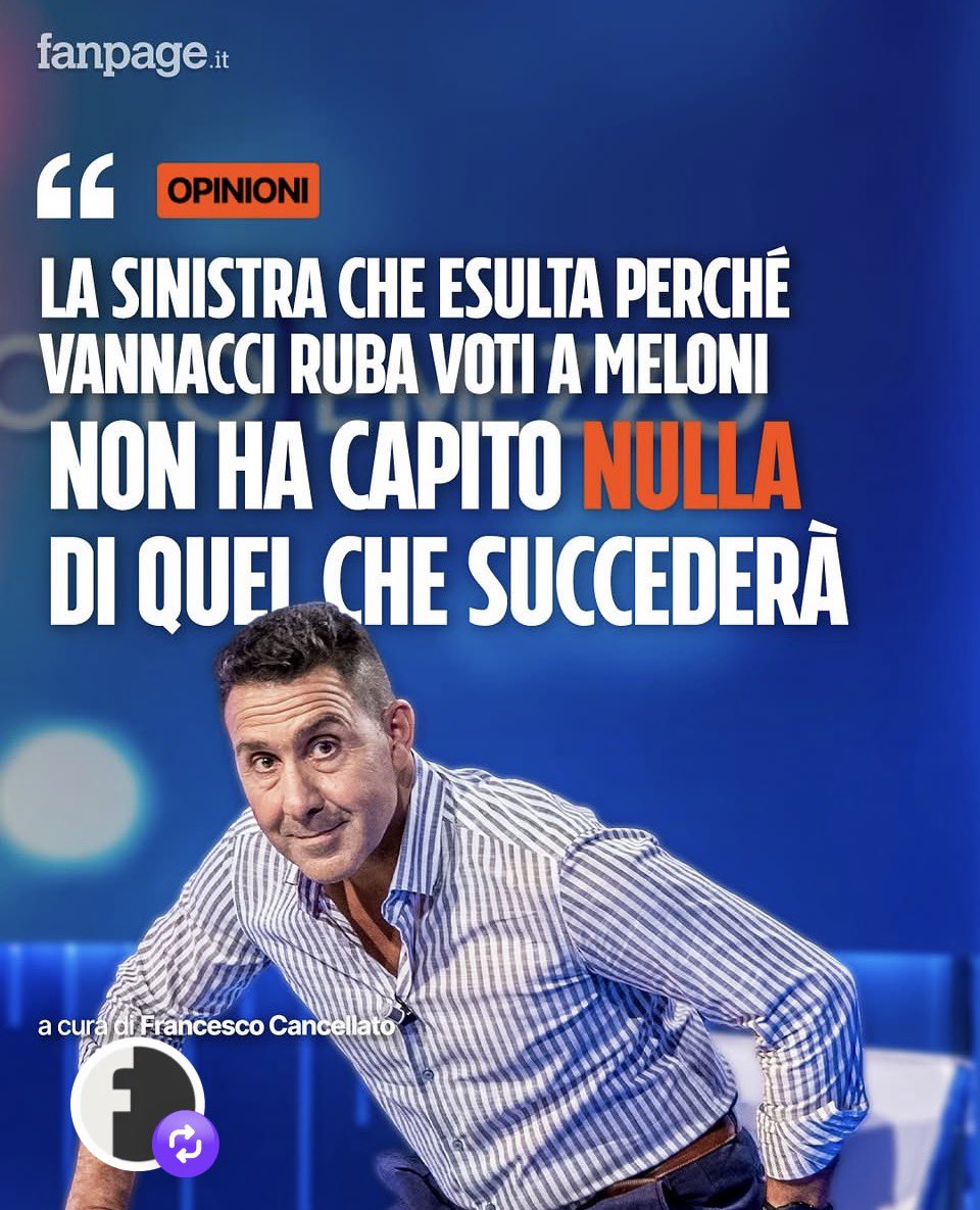 avila92796's tweet photo. Porca di quella miseriaccia, purtroppo per onestà intellettuale lo devo dire che per la prima volta @fcancellato di @fanpage ha detto e scritto una cosa giusta.
Credetemi, ho sudato. https://t.co/7HFBMgocuj
