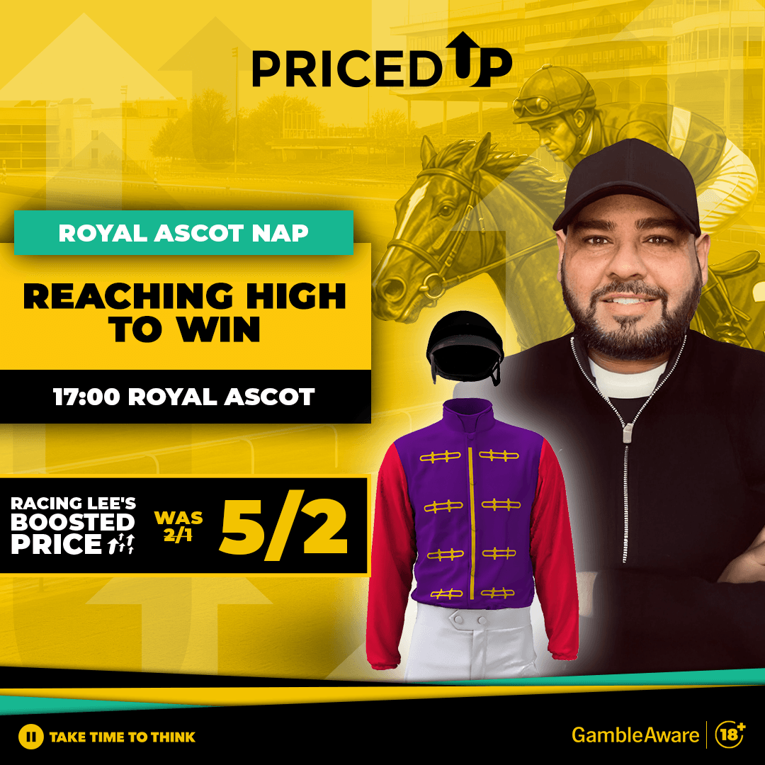 PricedUpBet's tweet photo. 🚨 Royal Ascot Boosted NAP from @racinglee1!

Will the King & Queen have a winner on day 1 with REACHING HIGH Ascot Stakes? 👑

Currently 5/2 on @PricedUpBet!!! 🤩

https://t.co/o83MBiXjTW 18+ GambleAware
