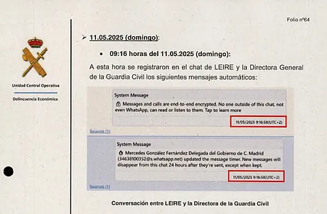 FGP66's tweet photo. La directora de la Guardia Civil y la 'fontanera' Leire Díez se mensajearon la misma mañana en que Mercedes González ordenó abrir una investigación a la UCO.
https://t.co/IlOVuVWqvy https://t.co/V9vH7M5PJ8