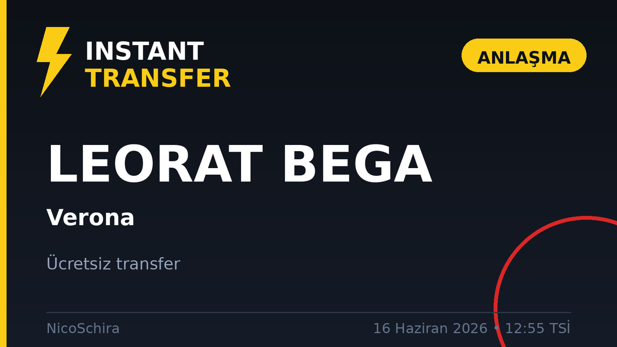 transferhere's tweet photo. 🚨 Leorat Bega 🇹🇷, 2029 yılına kadar sözleşme ile 🇮🇹 Verona'ya ücretsiz transfer oluyor ✍️ — NicoSchira

#transfer #Verona https://t.co/mHSyUZScBg