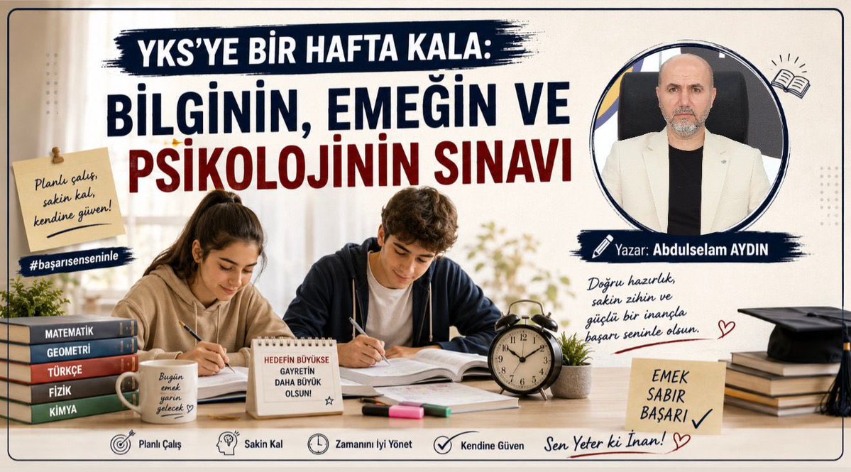 Magyed47's tweet photo. KIŞLATV COM YAZARLARINDAN ABDULSELAM AYDIN "YKS'YE BİR HAFTA KALA: BİLGİNİN, EMEĞİN VE PSİKOLOJİNİN SINAVI" BAŞLIKLI YAZIYI KALEME ALDI. ✍️👇

https://t.co/P8GY2Eif4Z

@Asamatg47 @kislatv https://t.co/QxJhhukAhZ