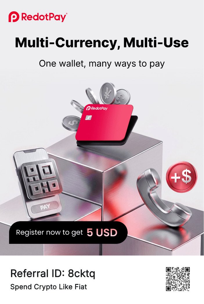 datweb3guyy's tweet photo. $5 Free for RedotPay New Users

👉 SignUp: https://t.co/Xtu1ohKRGn
👉Code: 8cktq

$10 New Card Activator
Promo code: $2

SignUp Bonus $5 ✅

Activate the card and spend your free $5 bonus

End: Jun 30 https://t.co/5xMGkI1krX