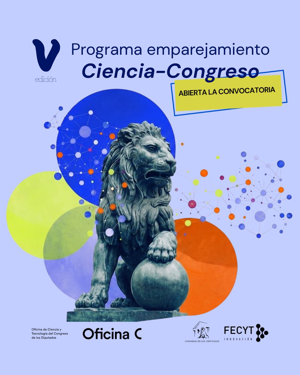 FECYT_Ciencia's tweet photo. 📢 Ya está abierta la V convocatoria del Programa de Emparejamiento de la #OficinaC

🔬 ¿Tienes el título de doctor/a?

🏛️ ¿Quieres conocer desde dentro cómo funciona el @Congreso_Es?

🤝 ¿Te interesa explorar cómo contribuye la evidencia científica a la tarea parlamentaria? https://t.co/PC4oNu4qW1