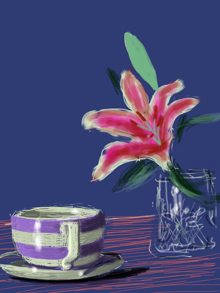 fraveris's tweet photo. David Hockney 

(9 July 1937 – 11 June 2026)

Flower And Cup https://t.co/v713l8HwiB