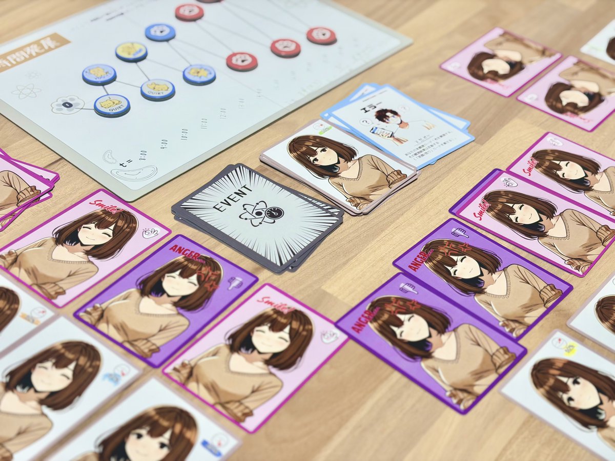 GekidanQuestion's tweet photo. 量子力学×恋愛カードゲーム
《シュレディンガーの猫系彼女》＋拡張パック🐈‍⬛

ボドゲーマ様にて委託販売が開始されました！！🙌

「観測するまで彼女の本心が分からない」
ちょっと不思議でカオスな
量子恋愛バトル系パーティゲームです😆

ぜひ観測ください！🔍

https://t.co/G2dN84ZbV2 https://t.co/KF1D4JlgI5