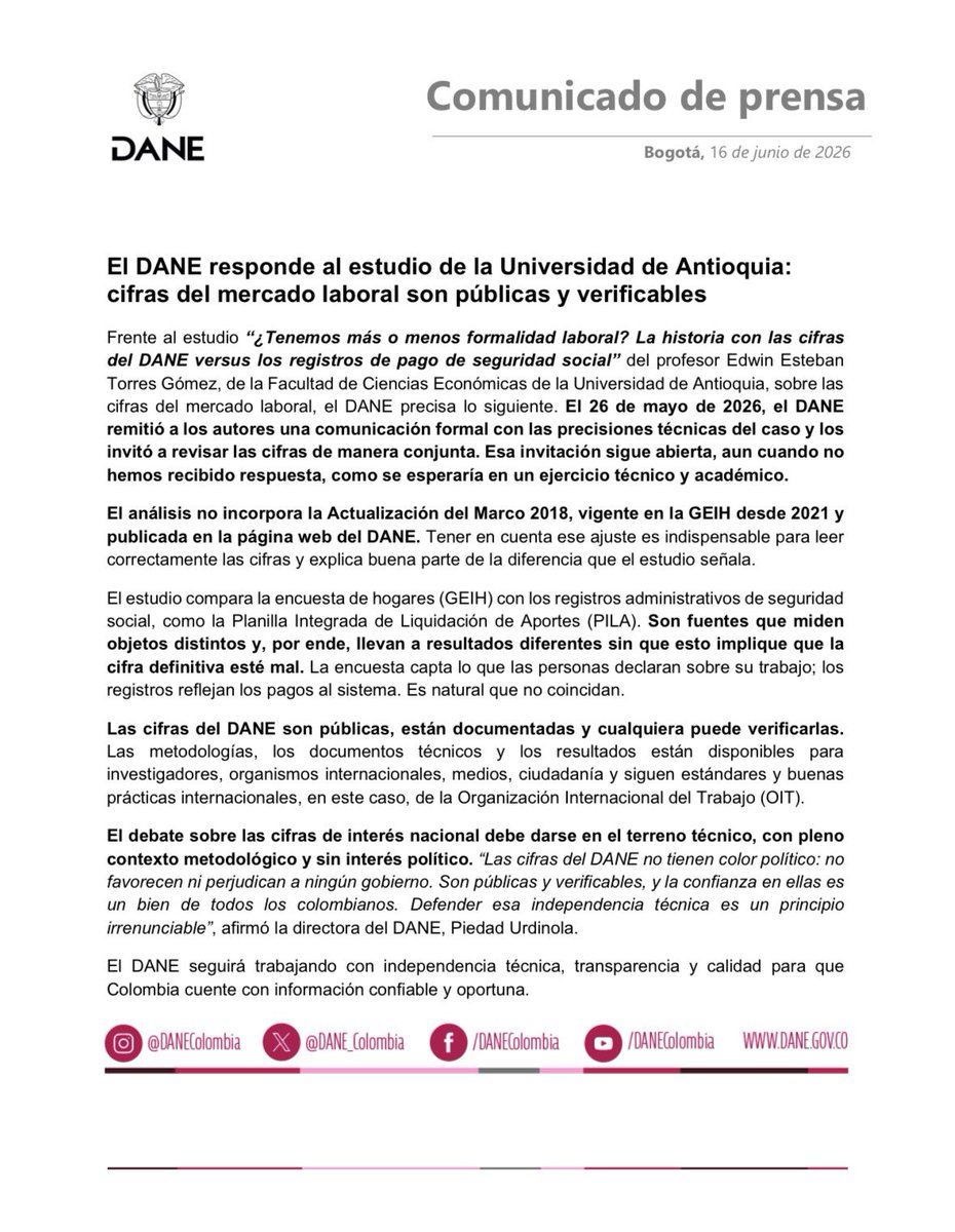DANE Colombia tweet media