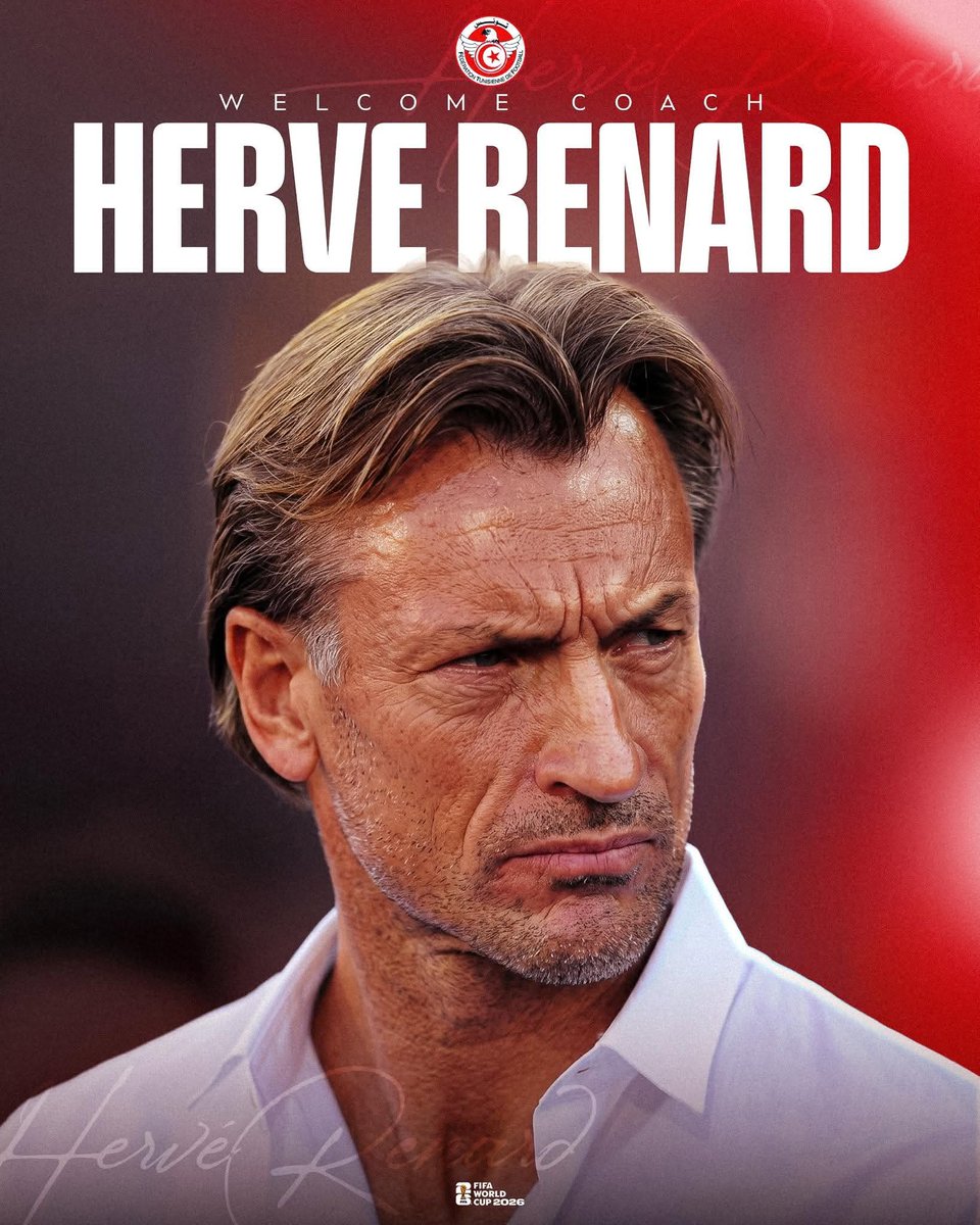 sukanzcom's tweet photo. Herve Renard, 57 tahun, yang pernah melatih skuad kebangsaan Arab Saudi diumumkan sebagai ketua jurulatih baharu bagi skuad kebangsaan Tunisia sehingga berakhirnya saingan Piala Dunia FIFA 2026. https://t.co/giOvitj9KC
