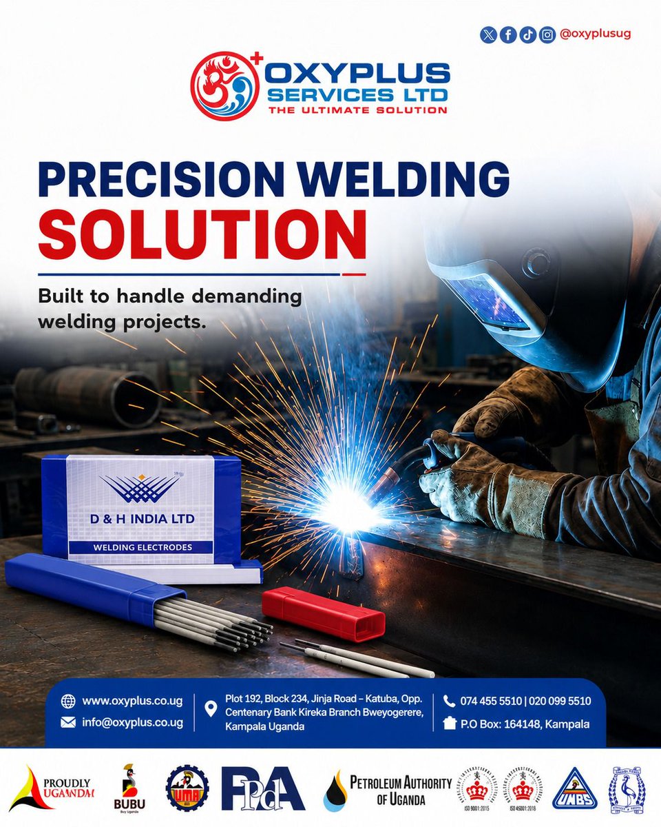 oxyplusug's tweet photo. Industrial-grade precision. Zero compromise.
Our welding solutions handle the jobs others can't. Built tough, built right.

✨ Precision welding solutions that actually hold up.
📍 Kampala, Uganda
📞 074 455 5510 | 020 099 5510 https://t.co/6Jf9m3JCPw