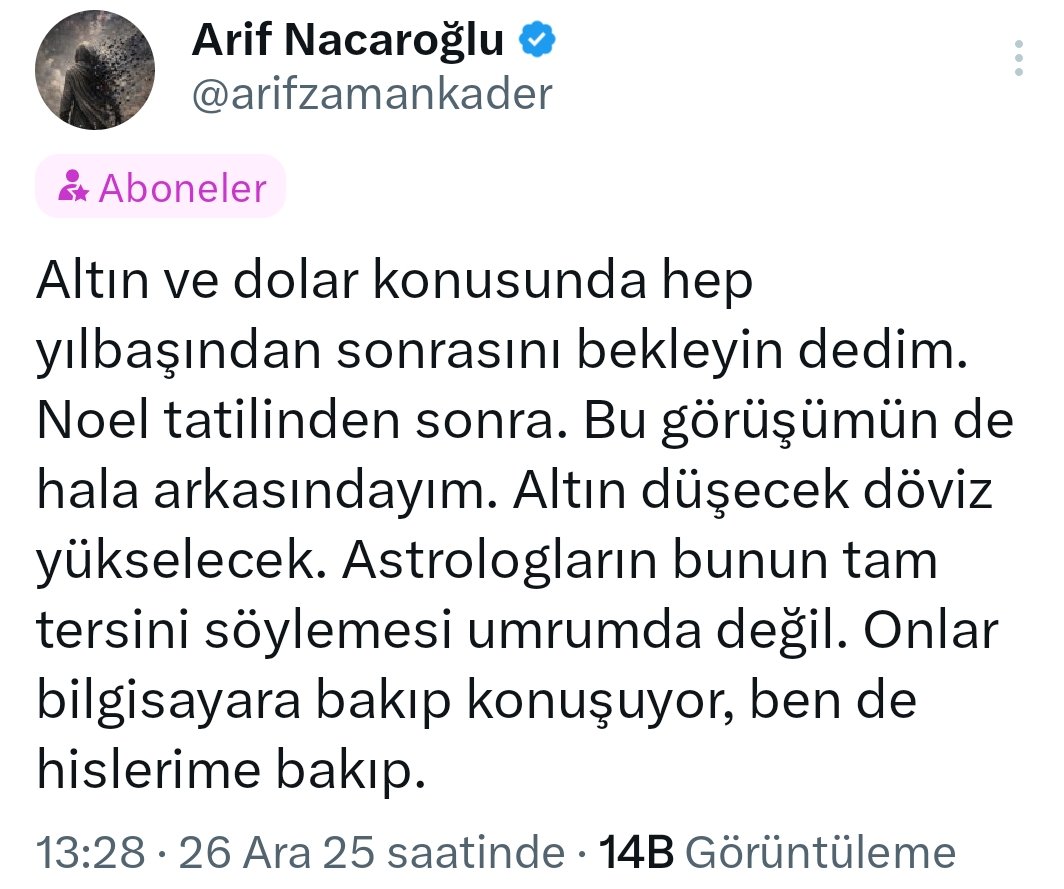 arifzamankader's tweet photo. Altın konusunda tek yanılmayan, herkesin tersine giden bendim. Buna hepiniz şahit oldunuz. Bundan sonra da yanılacağımı sanmıyorum. Şimdi hepiniz altının yükselmesini bekliyorsunuz. Bu olacak ama olmayacak. Sizi umutla umutsuzluk arasında oyalayacaklar. En az bir sene böyle. https://t.co/N4c1QKTL8X