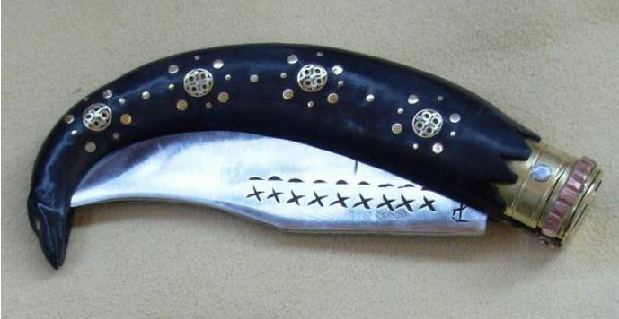 DrThomasWaters's tweet photo. A magical weapon from Alpine folk tradition: The Drudenmesser (Drude Knife) 🗡️

Stabbed into floors, under cribs, or into stable ceilings.
To ward off the Drude—a nocturnal, nightmare-inducing spirit—and other evil influences.

🏛️ Credit & collections: Met Museum NY & Hexenmuseum Schweiz.