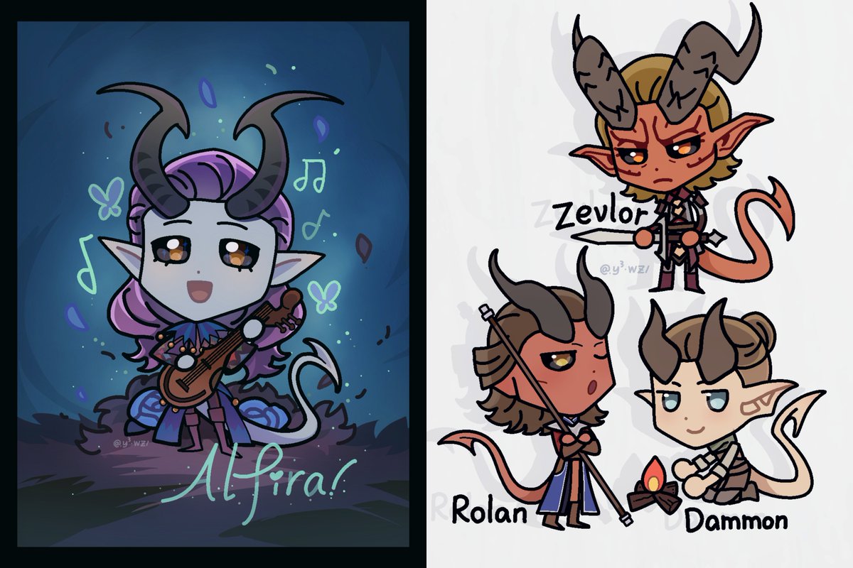 y3aWZ's tweet photo. tieflings #alfira #zevlor #rolan #dammon #bg3 https://t.co/BuNNNdksKn