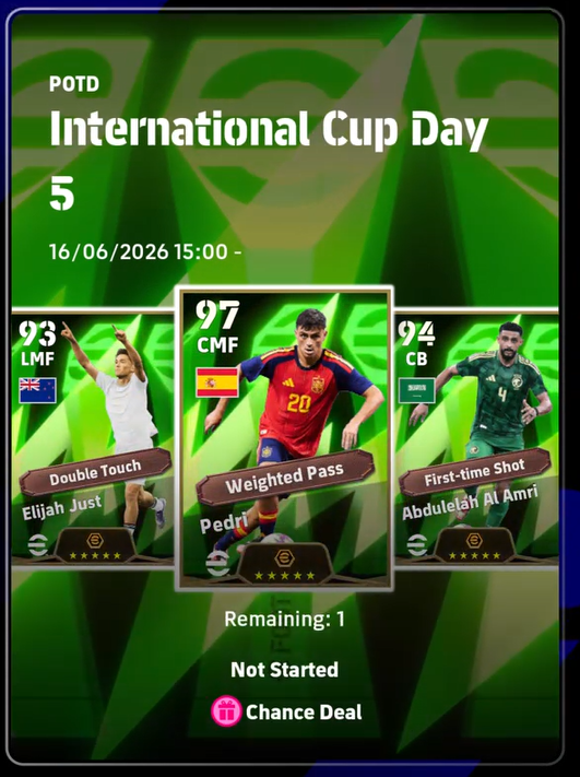 efootcollective's tweet photo. eFootball World Cup #POTD Day 5 - who will be the other 3? #pedri #spain #elijahjust #australia #AlAmri #Saudi https://t.co/keeF1MwBg9