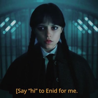 prettyboyenid's tweet photo. the thing about Wednesday is when it comes to enid, she genuinely can’t hide her emotions/reactions for shit !! like this scene is such a perfect example bc she was so composed until she heard HER name. literally stopped her dead in her tracks. https://t.co/QVzgyepaGE