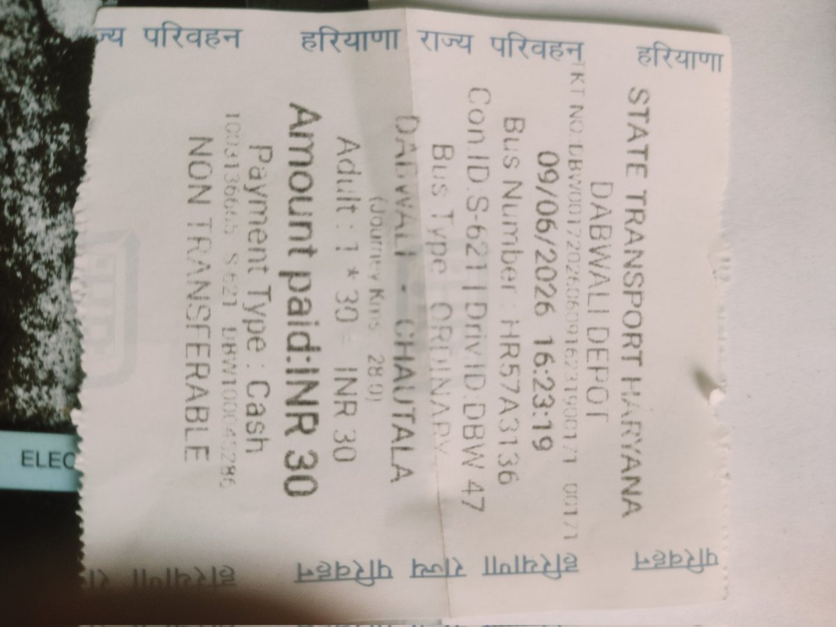 sr43754375's tweet photo. @cmohry @mlkhattar @NayabSainiBJP माननीय मुख्यमंत्री जी मै सुनील कुमार   09-06-2026 क़ो हरियाणा रोडवेज बस HR 57A3136 टाइम 4:23 PM से डबवाली से चौटाला आ रहा था मैंने कडक्टर क़ो अपना हैप्पी कार्ड दिया उसने नहीं चलाया ओर मुझसे रूपये लेकर मेरी टिकट काटी l जबकि मेरा हैप्पी कार्ड मे अभी चल रहा है https://t.co/OlaongH4As
