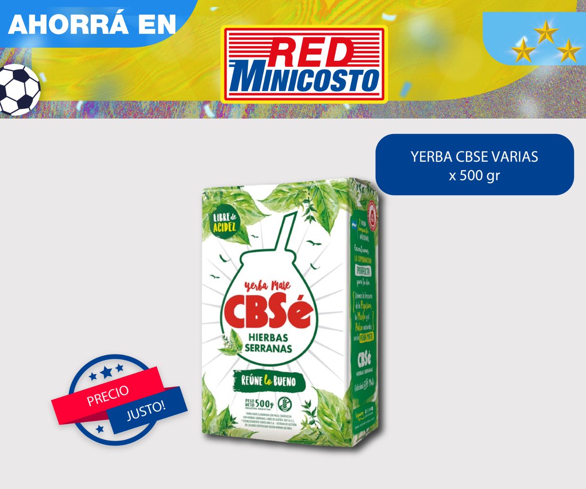 redminicosto's tweet photo. 🧉💚 Cada mate, a tu manera.
Con las variedades de #CBSé, encontrá el sabor que mejor va con vos y disfrutá de cada momento de la ronda.
¡Aprovechá y ahorrá en tu #RedMinicosto más cercano!
#CBSé #MomentoMate  #PrecioJusto #RedMinicosto #ahorráenredminicosto https://t.co/R498S93J35