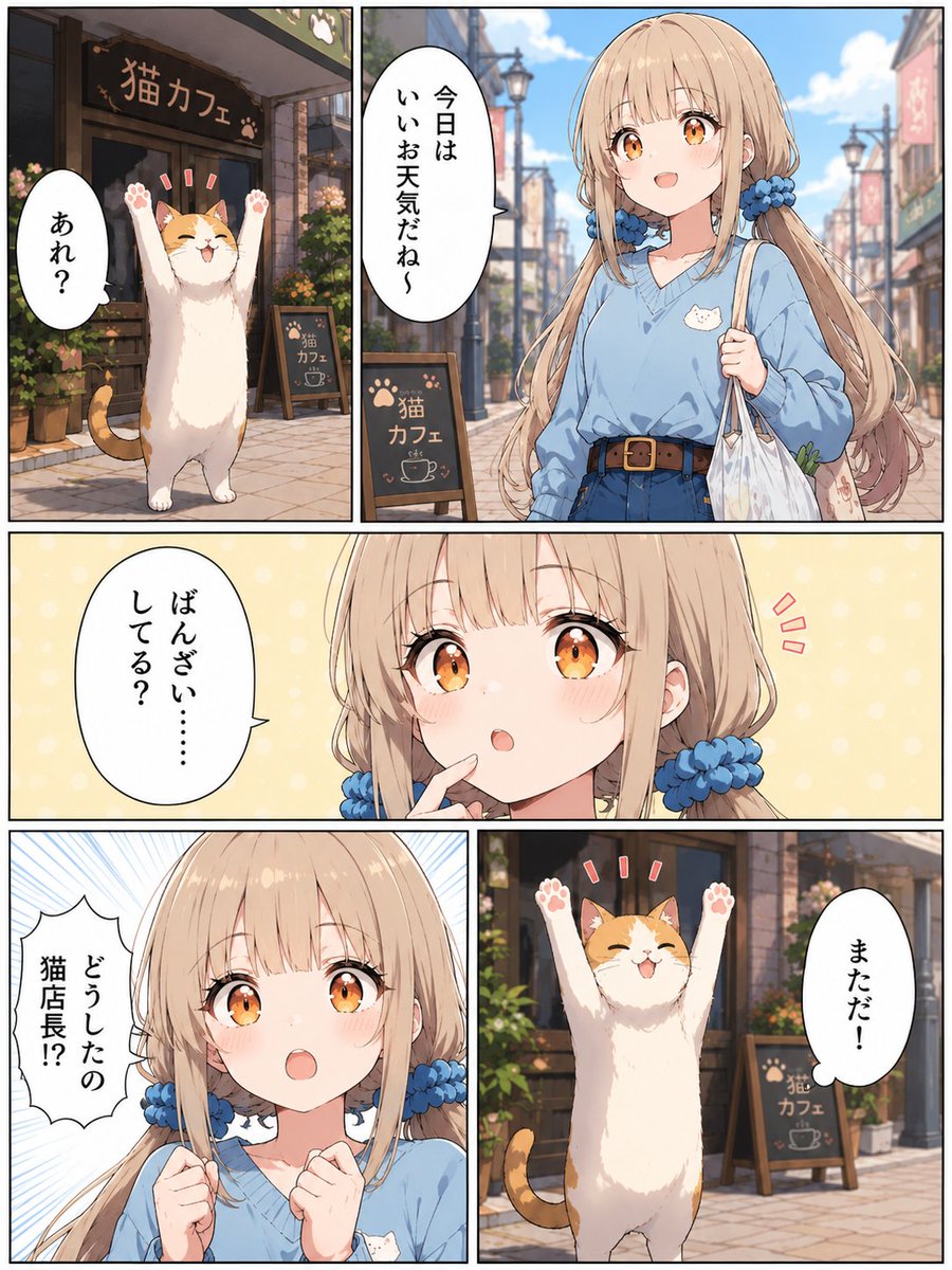 uisakiriria's tweet photo. にゃーっ！🐾✨

猫店長が突然のばんざい⁉️

その理由は❓️

#ういさきりりあの日常 
(1/2) https://t.co/ZfTDRU6wer