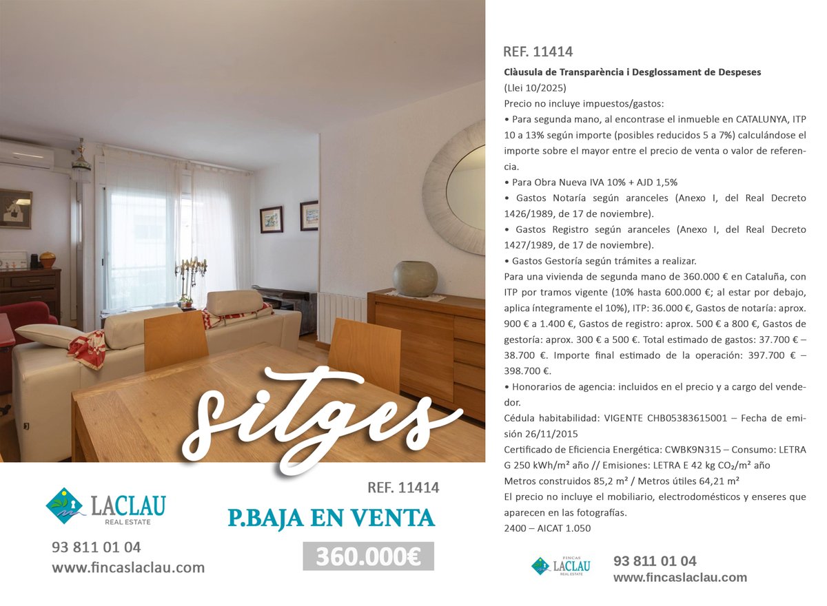 LaClauGroup's tweet photo. 🏡 Planta baja con balcón y patio cubierto en Sitges.
🛏️ 2 habitaciones
📐 85 m²
💰 360.000 €
🔑 REF. 11414
🔗 https://t.co/xdwW24HvG8 https://t.co/NyOdMxi3Qj