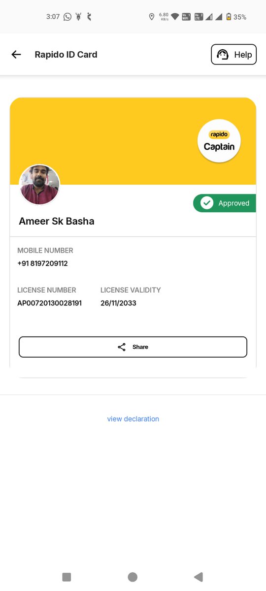 sshameer66's tweet photo. @RapidoCares @SwiggyCares my name sk ameer basha I'm a rapido captain on 14 june I got food order from Swiggy id is  RD17814554706230390, i went restaurant they delayed the order so late the customer cancelled the order next day 750Rs penalty in my wallet showing. help me plz https://t.co/AouZgmd8Si
