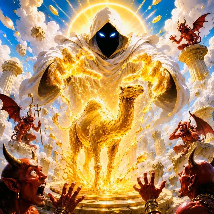 dbigadex's tweet photo. According to Muhammad, Allah created camels from the devils. Because of this, Muhammad instructed Muslims that when they are to pray, they should do so in places where sheep rest. 
They are forbidden from praying where camels lie, since camels were created https://t.co/4xaZNhKjXV
