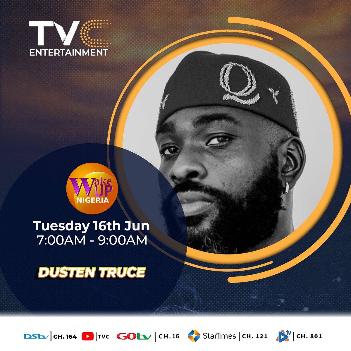 DustenTruce's tweet photo. Went on TV to talk about my new single + my creative career so far. Thank you @TVCconnect for having me 🙏🏿 #NotALot https://t.co/OdAJ1u6rU3