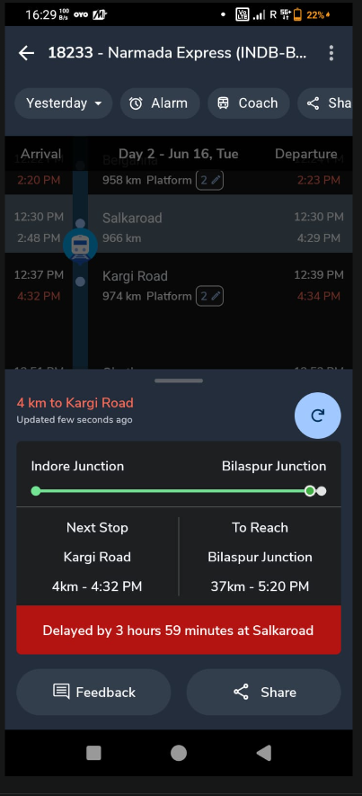 OVerma23's tweet photo. hey @RailMinIndia  @DRMBilaspur  what your doing with this train why this train is halted at salkaroad can't u give good run ? https://t.co/cRY11MbttQ