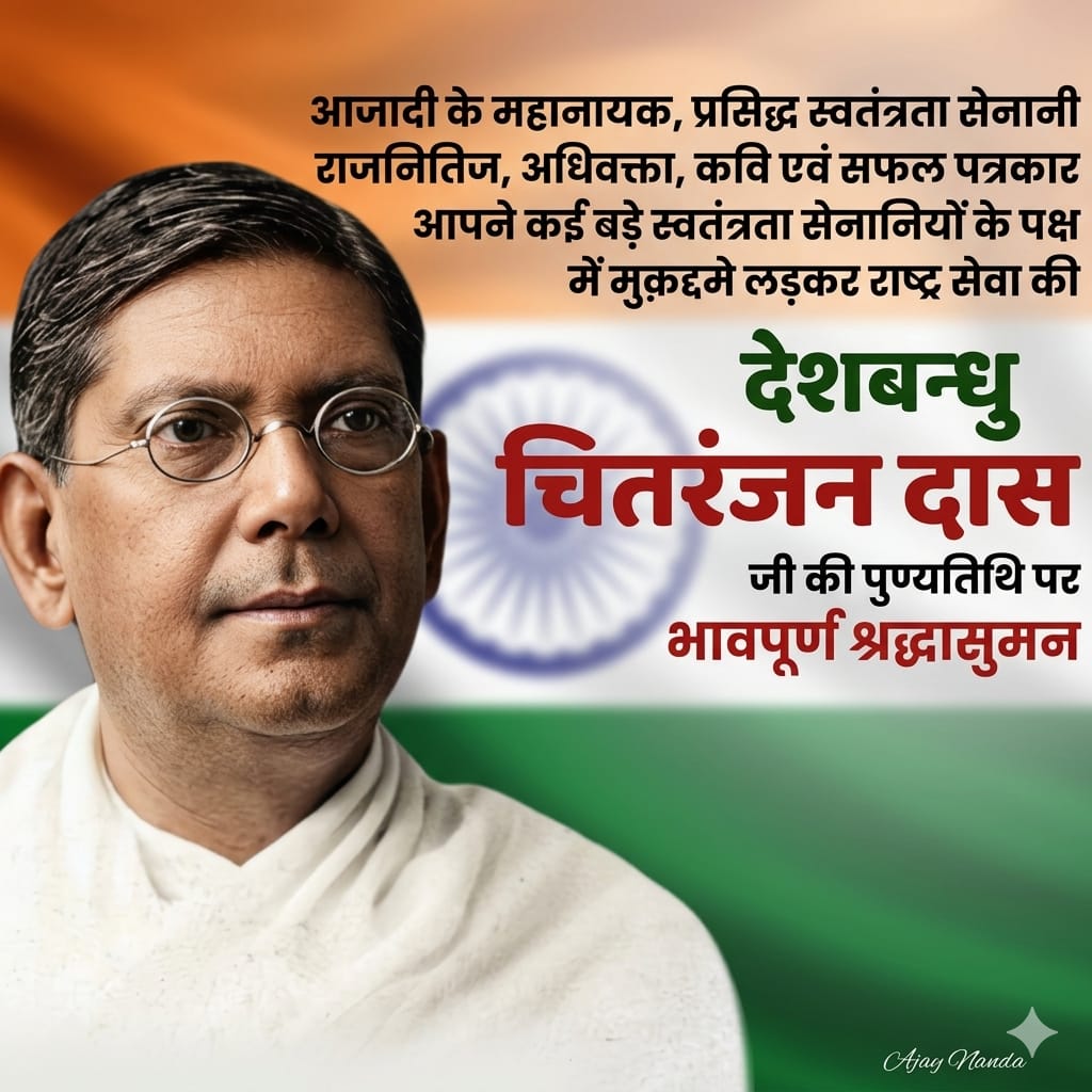 Diya_Reddy1's tweet photo. Remembering Deshbandhu Chittaranjan Das on his death anniversary. A fearless patriot, visionary leader, and tireless advocate of India's freedom, his legacy continues to inspire generations. Tribute to a true nation-builder.
#DeshbandhuChittaranjanDas #ChittaranjanDas https://t.co/Py9SKOj2Gq