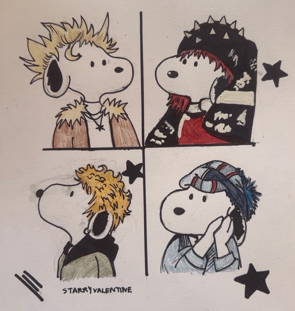 starryvalentine's tweet photo. luke barkings, snoopy irwin, michael snifford and calum woof https://t.co/oBT57Vs2I8
