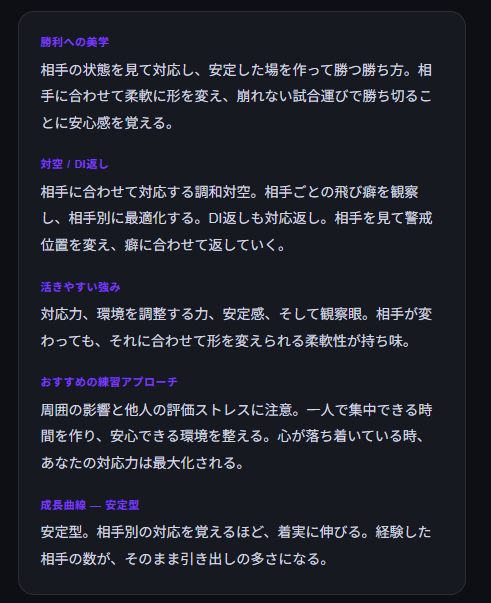 twilight00002's tweet photo. 私の格ゲー認知タイプは【ESFJ・支援者型】でした！
認知スタイル：観察×反射×圧力

キャミィどこ？
自分が使ってるキャラ誰一人いなくて草
#格ゲー認知診断 #StreetFighter6 https://t.co/ip6GbCyanS