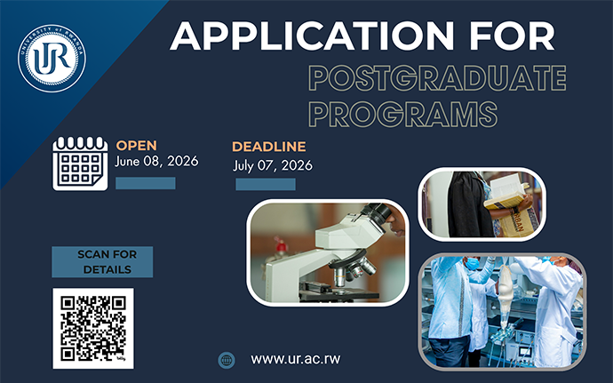 Uni_Rwanda's tweet photo. From #Master’s degrees to #Fellowships and #PhD opportunities, we have opened applications for more than 100 #Postgraduate programmes across diverse fields of study.
Don’t miss the opportunity to find the programme that matches your ambitions and career goals.
☑️Check out the announcement  https://t.co/c212BiW4JN
☑️Full list of programmes, and entry requirements https://t.co/6XYATDzdd7