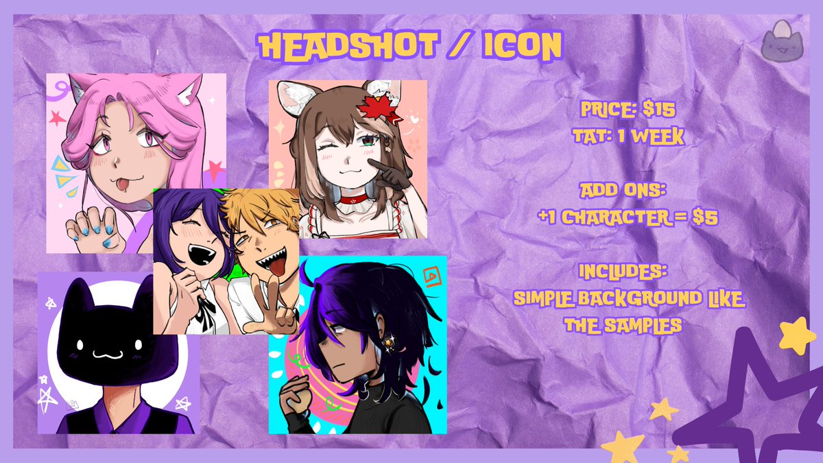 ReKomDA's tweet photo. COMMISSIONS ARE OPEN! 🌟

🥚Headshot / Icon - $15
🥚Character Portrait [SOLO] - $20
🥚Chibi [FULLBODY / SOLO] - $20

[PH BASE PRICES IN THE COMMENTS]
For fellow ph locals~ https://t.co/Xz8qjnXlrD