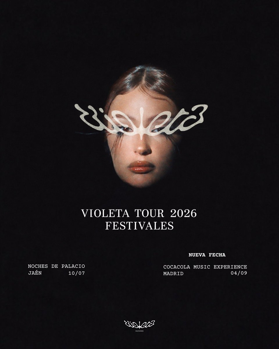 VioletaHNews's tweet photo. VIOLETA TOUR 2026 — FESTIVALES

Noches de Palacio 2026
🗓️ 10/07
📍 Centro Cultural Baños Árabes - Palacio de Villardompardo (Jaén) 
🕥 21:00

Coca-Cola Music Experience
🗓️ 04/09
📍 Madrid. 

https://t.co/uMba07y4ky https://t.co/CUa3zSe72J