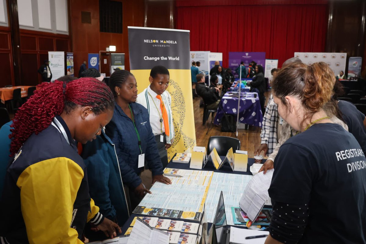 HigherEduGovZA's tweet photo. Learners at the #LevelUpYouthDay exhibition are moving from stall to stall, engaging with universities, TVET colleges, NSFAS, SETAs and other stakeholders to explore study opportunities, funding options and career pathways.

#YouthDay2026 #DHET #YouthEmpowerment https://t.co/RuCkTKkcDo