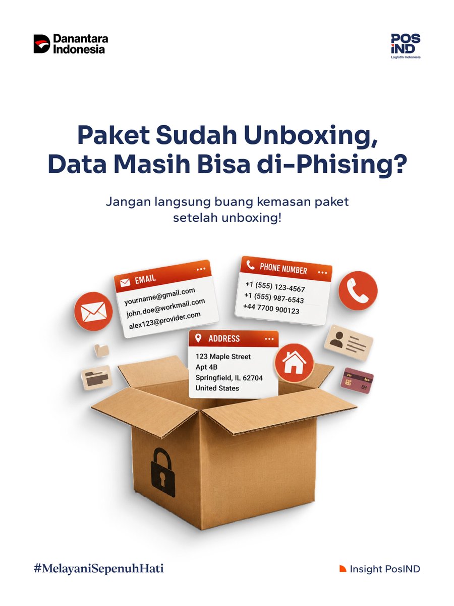 PosIndonesia's tweet photo. Jangan sampai data pribadimu ikut terbuang bersama kemasan paket ya!

Sebelum kemasan kiriman data Sahabat sudah tidak terbaca agar tidak disalahgunakan oleh pihak yang tidak bertanggung jawab.

Yuk lebih waspada lagi, supaya data pribadi #SahabatPos tetap terlindungi!

#PosIND https://t.co/VeeVQF4Z8C