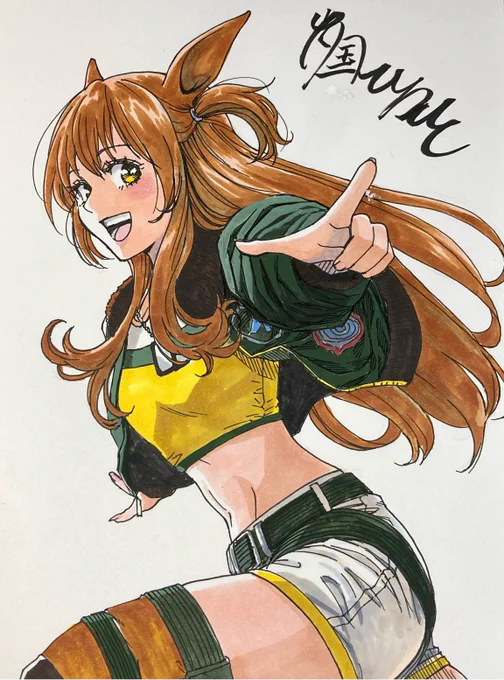 最近、色紙などでアナログ絵を描く機会が増えてきて、苦労しています アナログ作画に慣れておくために、普段からイラストを描くことにしましたマヤノトップガン #ウマ娘