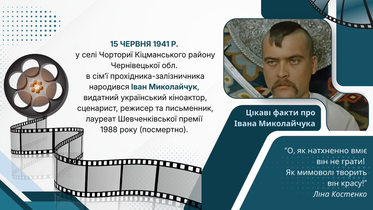 LibraryZNTU's tweet photo. Іван Миколайчук: легенда українського поетичного кіно. Цікаві факти. https://t.co/DNg8NTI6Dw