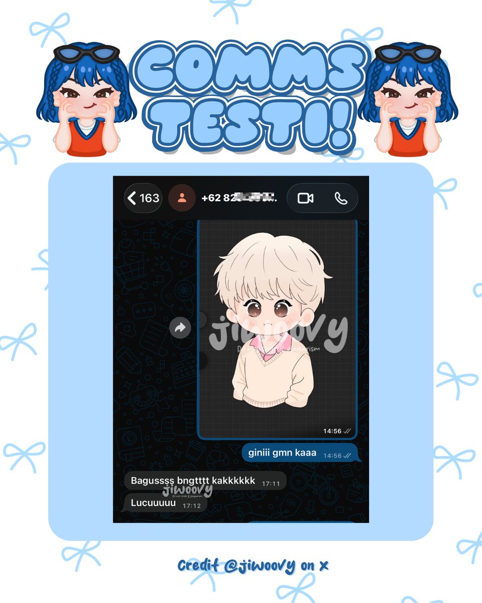 jiwoovy's tweet photo. [ CHIBI ] #jiwoovyarts
— result &amp; testimonial

t. jasa edit joki commis commission chibi design desain lanyard + id card, poster birthday / jualan, freebies kpop, banner sidang, feeds ig kkn organisasi, hand banner, live report, cupsleeve, sticker set, dll. #zonauang https://t.co/IwrLdd2T7H