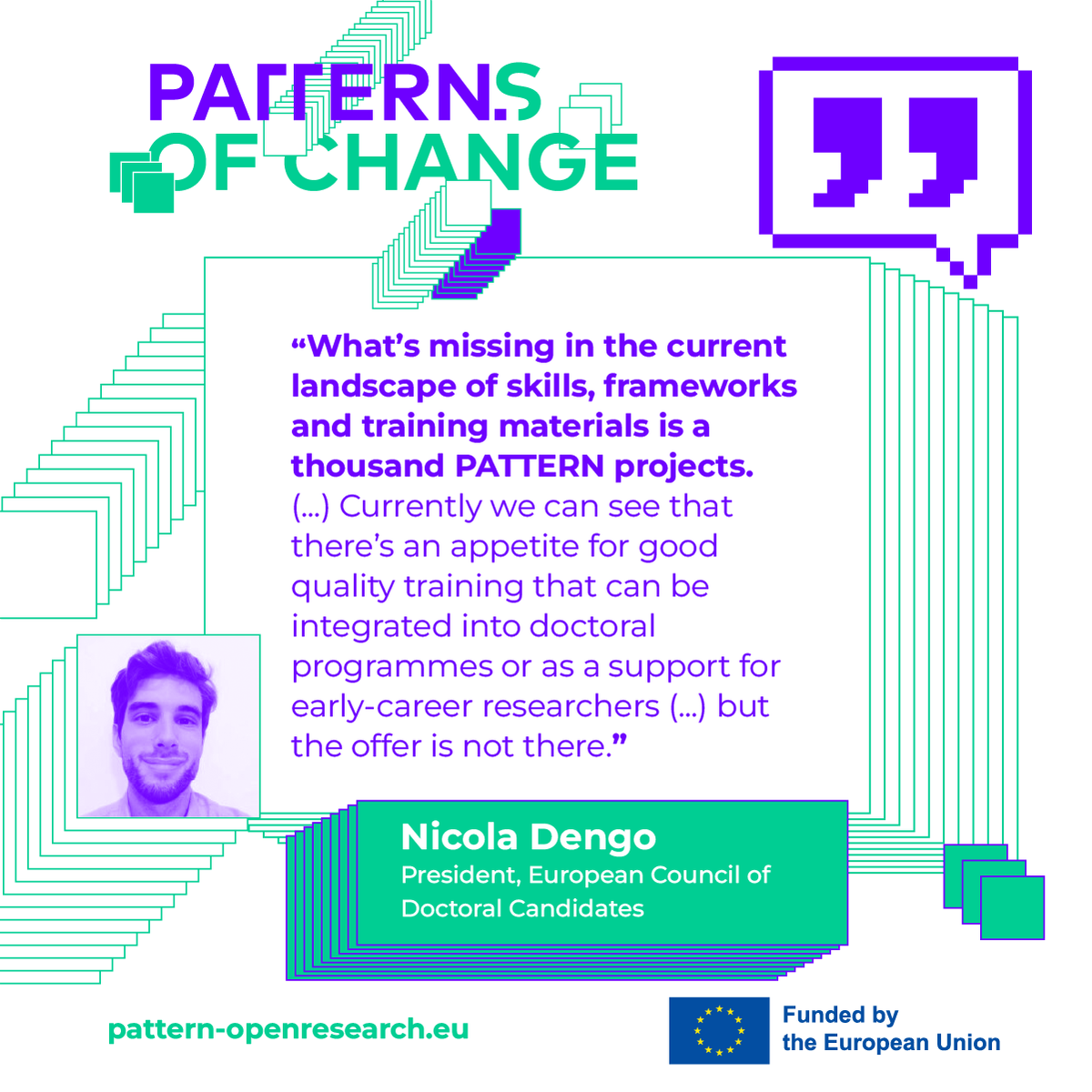 PatternEU's tweet photo. "What’s missing... is a thousand PATTERN projects."
At PATTERNs of Change, Nicola Dengo (@Eurodoc) highlighted the appetite for quality training that early-career researchers can actually use, but noted the offer often isn't there.
See the full discussion: https://t.co/GGRD2Ulgs2 https://t.co/AJAymHGsHZ