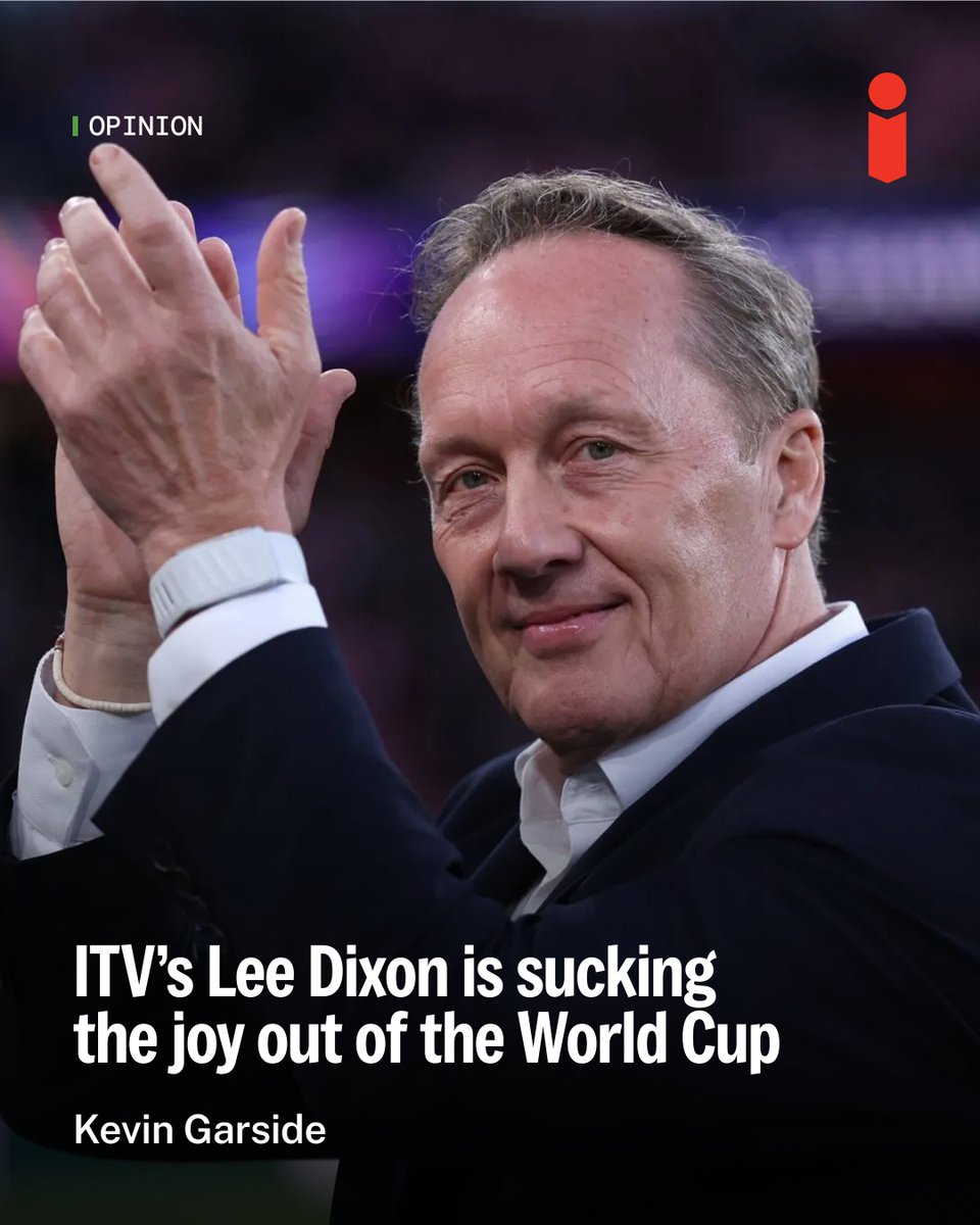 theipaper's tweet photo. 'ITV’s Lee Dixon is sucking the joy out of the World Cup' writes @GARSIDEK

'Give us some perspective, tell us what a player might be thinking, or feeling, instead of retelling what we can see for ourselves.'

Read more: https://t.co/Td8GAQ1yzn https://t.co/g2l3R5KjIc