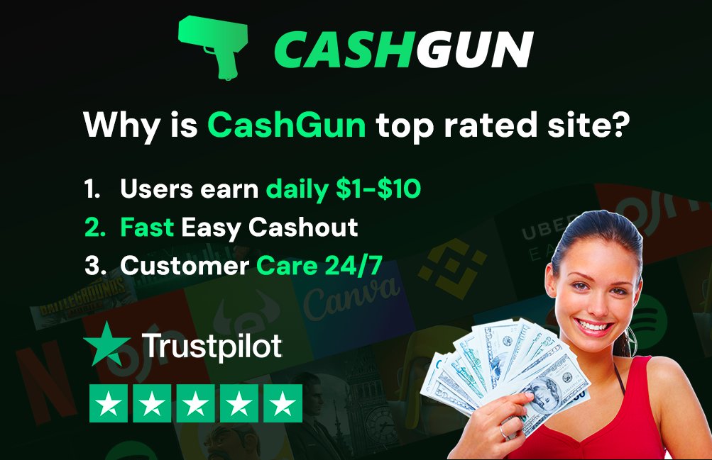 freecashpaid's tweet photo. Why is CashGun top rated rewarding site? Earn Free Cash on: https://t.co/3Soy3qBpEV
#freecash #moneymoney #earnmoney #heycash #cashapp https://t.co/A81QQy9FWQ