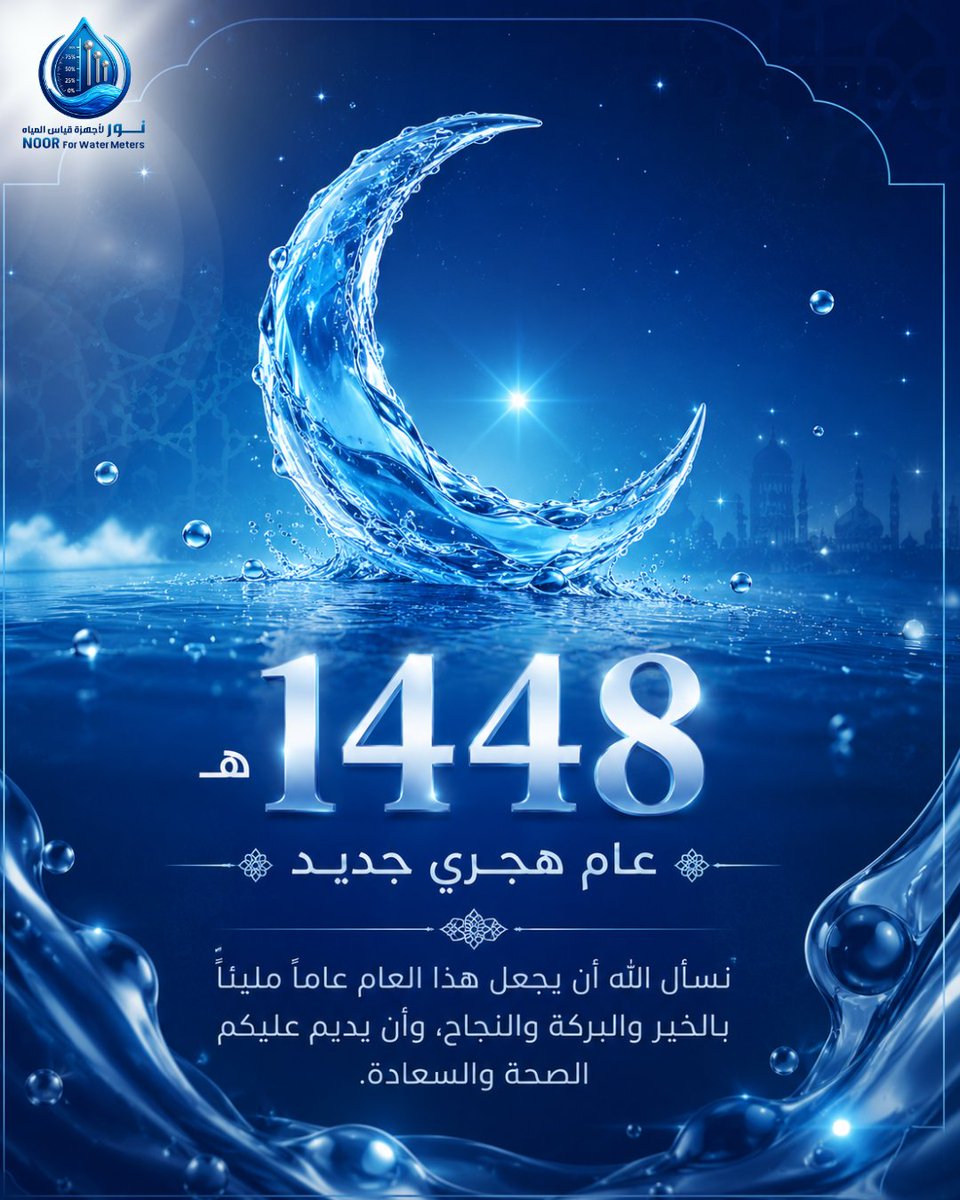 NOORFORTRADE's tweet photo. 🌙✨ عام هجري جديد ✨🌙

بمناسبة حلول السنة الهجرية 1448هـ، نتقدم إليكم بأصدق التهاني وأطيب التبريكات، سائلين الله عز وجل أن يجعل هذا العام عاماً مليئاً بالخير والبركة والنجاح 

#السنة_الهجرية_1448هـ  #نور_لأجهزة_قياس_المياه https://t.co/Ofm1MfUVy2