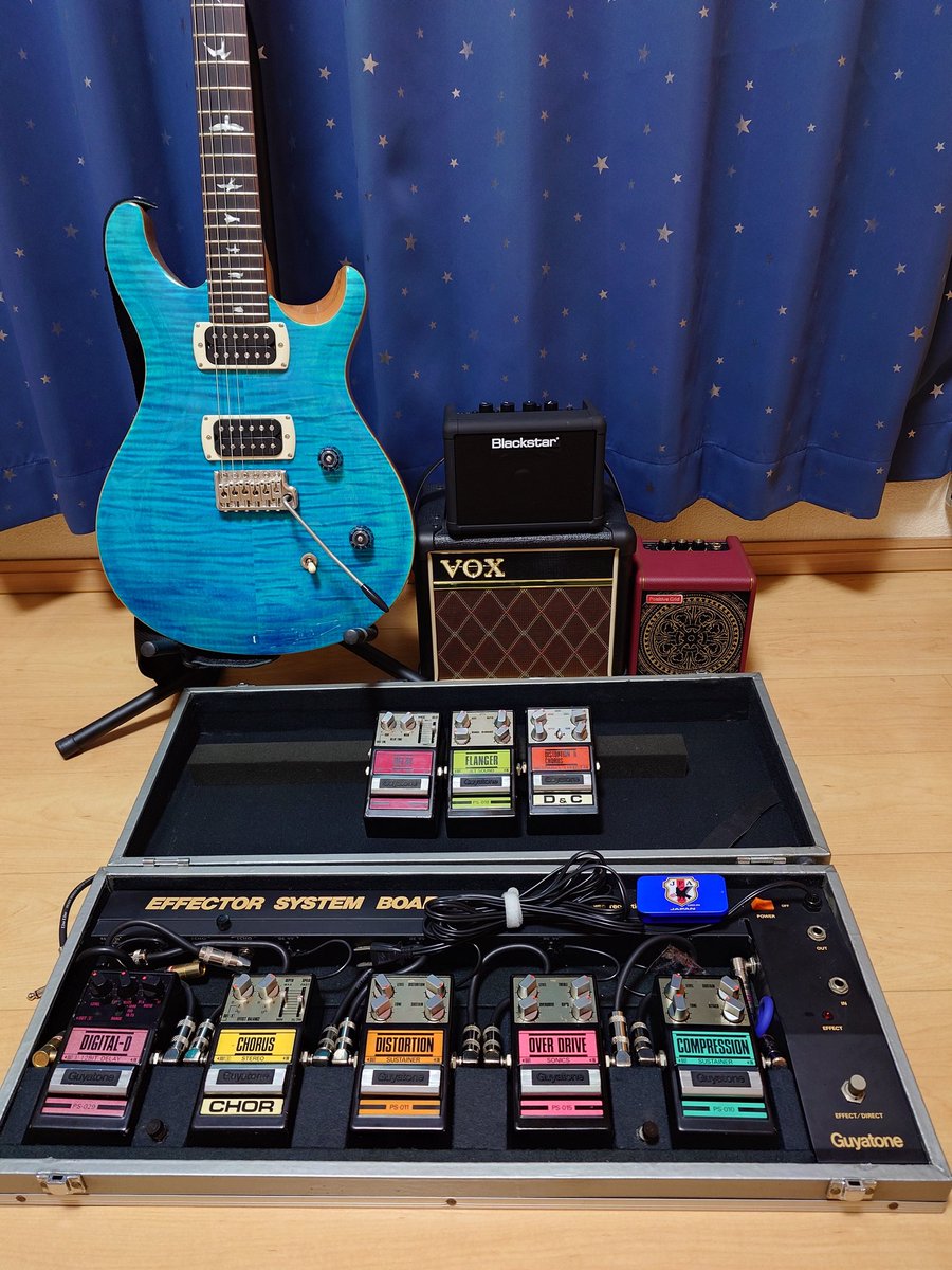 219Harayo's tweet photo. 宝の持ち腐れ！
道具は揃ってるんですが、如何せん
ギターの腕前がヘボ過ぎる😅
効率良く上手くなる練習方法はないんだろうか？🤔
お気に入りの40年以上前のGuyatoneのVINTAGEエフェクター！ https://t.co/hLOTjpo6Gu