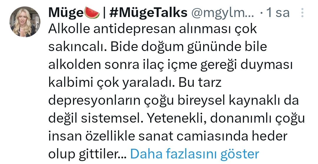 esraer__'s tweet photo. "doğum gününde bile alkolden sonra ilaç içme gereği duyması"
hmm çünkü antidepresan keyfine göre alınmayan her gün düzenli kullanılan bir ilaç olduğu için olabilir mi?
cehalet dolu fikirleri kendinize mi saklasanız acaba ya da keşke? https://t.co/0mueifb8iI