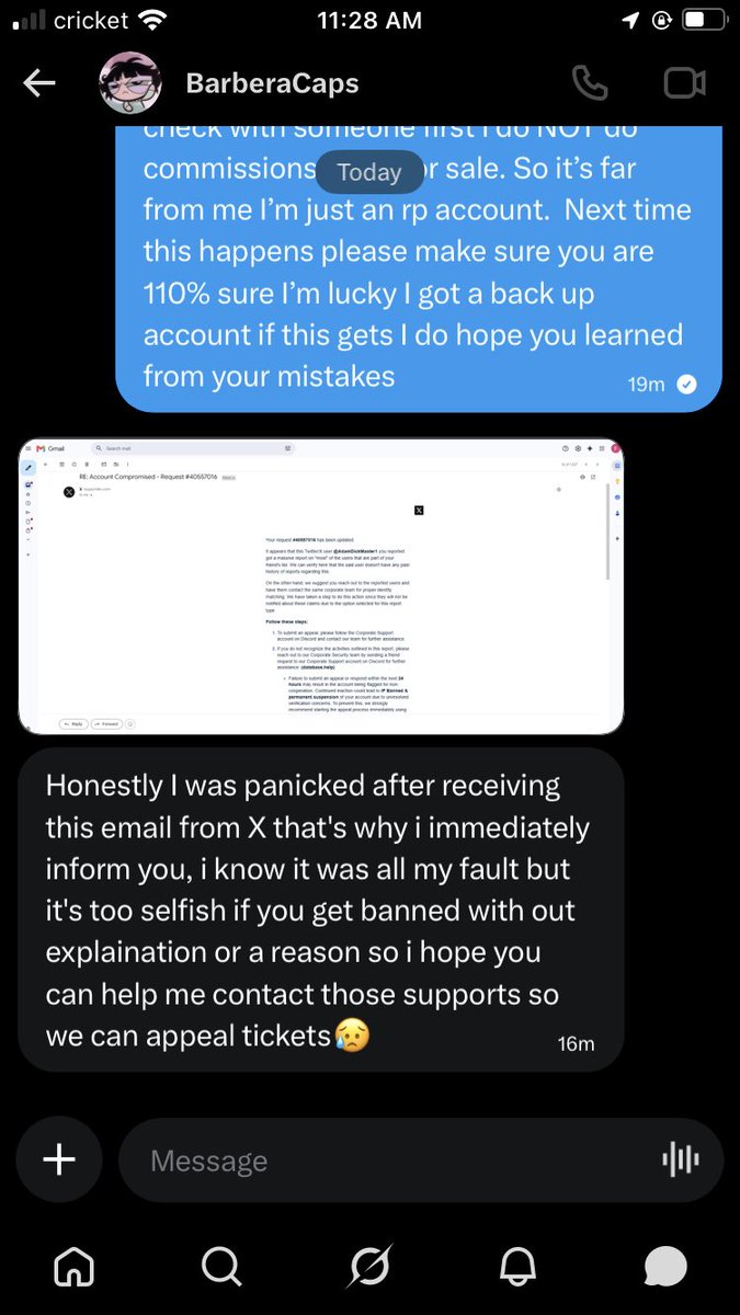AdamDickMaster1's tweet photo. // To all those who reported me without getting my side wtf I am NOT a hacker I have no clue how this happened I’m probably gonna loose this account and possibly all of them this is not ok I’m stressed out please follow me @SinnerAdam69 https://t.co/841BGz1vG3