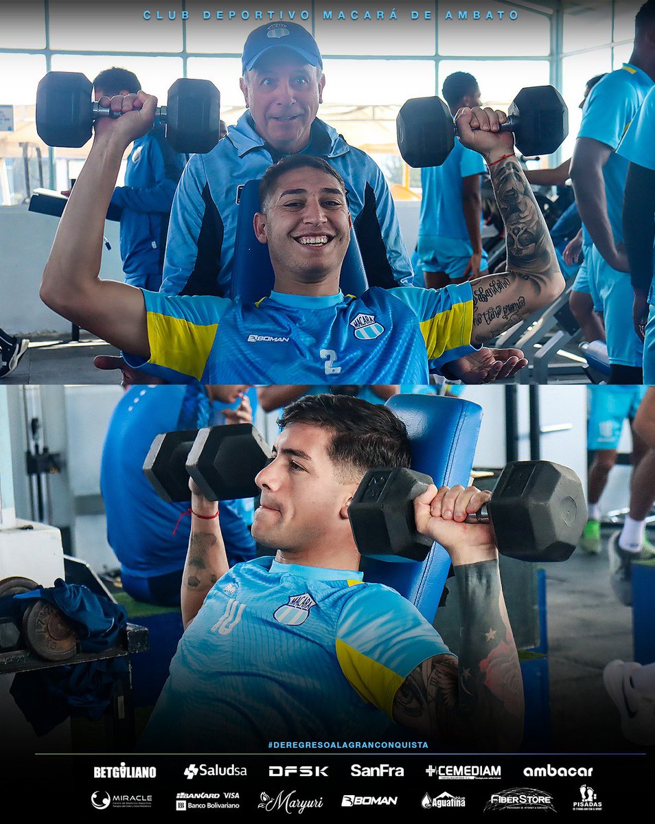 Macara_Oficial's tweet photo. El orgullo de Ambato se construye con esfuerzo diario. 🔵⚡️💪🏼

Jornada intensa de gimnasio. Aquí es donde se forja el carácter y la resistencia que luego se defiende en la cancha. 💙🙌🏼🔥

#VamosLosCelestes 
#IdoloAmbateño
#FuerzaCelestes https://t.co/FnJM4rrew8