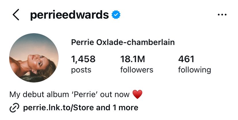 lidolmix's tweet photo. perrie has changed her name on instagram🥹 https://t.co/aHKpE0nrmC