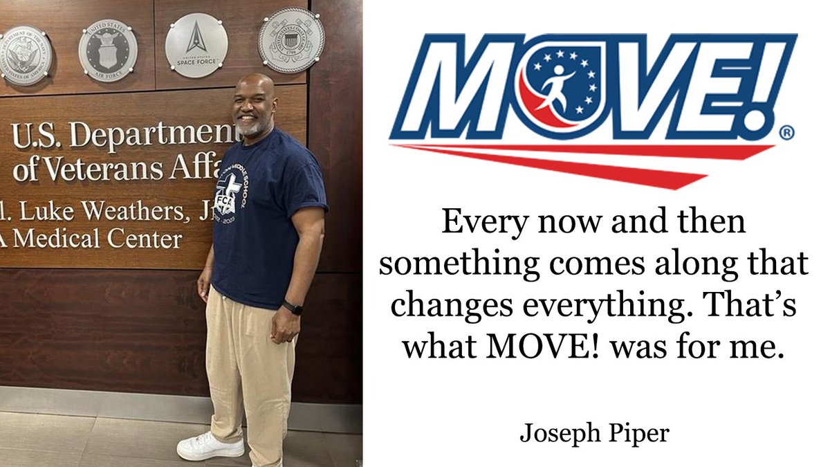vaoklahomacity's tweet photo. MOVE! makes a difference! “Every now and then, something comes along that changes everything. That’s what MOVE! was for me.” https://t.co/rmnyvD4KtC 

To schedule a MOVE! appointment at the OKC VA HCS, call: 405-456-4106.

#VHAMOVE 
#HealthyLiving 
# WeightManagement https://t.co/9E1CI54sEO