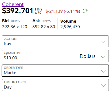 tenaday_inv's tweet photo. We're buying more of the AI stock that just went on sale.

Our second-ever rebuy: Coherent $COHR.

Coherent makes the optical transceivers and lasers that move data as light inside AI data centers, the plumbing the whole AI buildout runs on. We bought it two weeks ago, and this month's sector pullback gave us a chance to add to a name we already love.

Here's why we're adding more right now:

The story only got stronger. $COHR's AI optical orders are booked solid through 2028, Nvidia holds a $2 billion stake, and when the stock dipped this month, JPMorgan called it a buying opportunity. Datacenter sales are now 75% of the business.

A Nvidia-backed bottleneck in AI, on sale today. That's how it found its spot in our portfolio.

What's a stock you'd buy more of on a dip? 👇

(Note: Action will go through on June 16, 2026)
OPEN: $423.74 | 52H/52L: $440.00/$77.84 | FV: $465.00
SOURCE: https://t.co/NdTQ6AvNfU